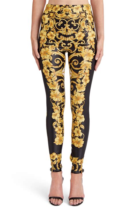 versace hibiscus print leggings|Versace Leggings .